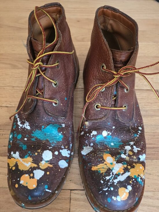 Timberland Larchmont Chukka Boots 12 Brown Leather Custom DIY Paint Splatter main image 13
